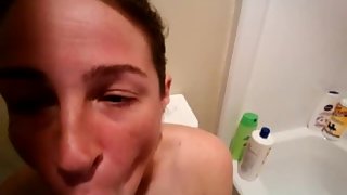 Amateur girl black on white blowjob in shower loves dark-hued cock