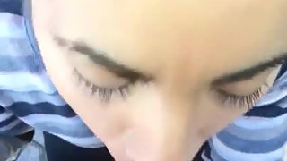 Outdoor blowjob nutting all over her face