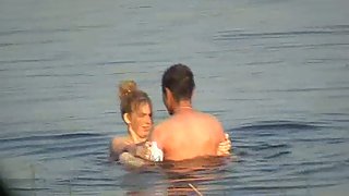Lake fuck-a-thon with passionate upright porking videotaped by a stranger