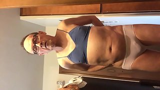 Exposed fag weirdo slut sissy models bra and panty with liner