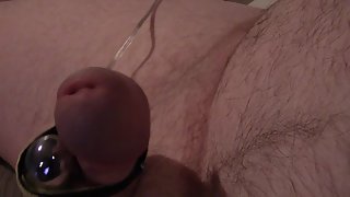 Vibrator on pecker of my sausage to make me ejaculation