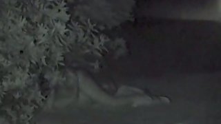 Housewife duo romp in the bushes in a public park at night