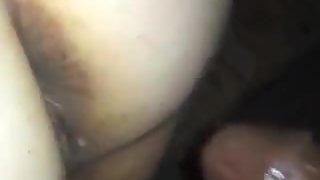 Black cock anal to pussy and spunk on her